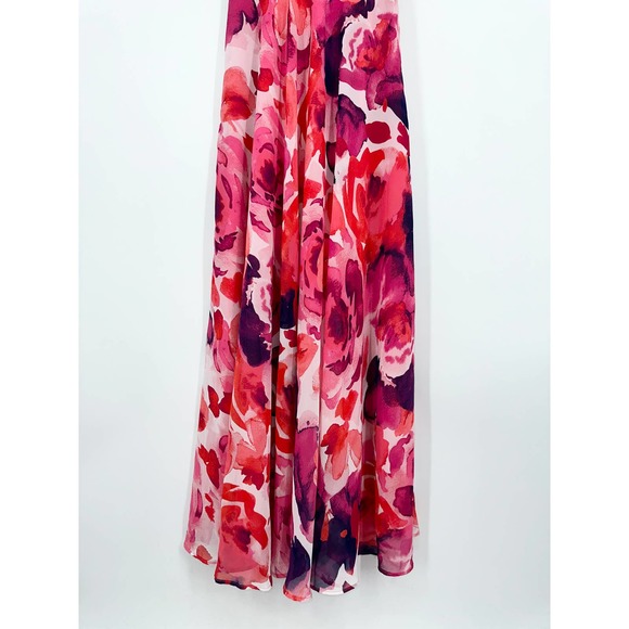 Eliza J Floral Print Halter Maxi Dress Chiffon Sleeveless Long Formal Gown Pink - Picture 7 of 13